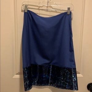 Emporia Armani blue leopard skirt with PVC trim
